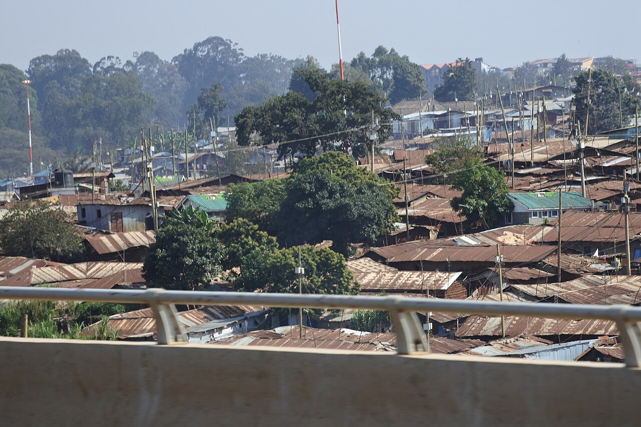 Corrugated metal roofs in a Kenyan settlement
